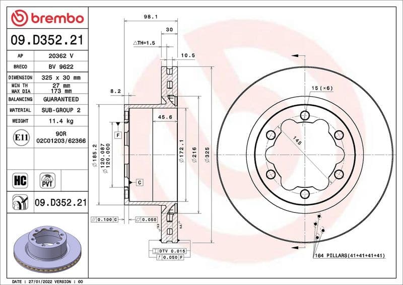 Brake Disc PRIME LINE - UV Coated 09.D352.21 - image 3