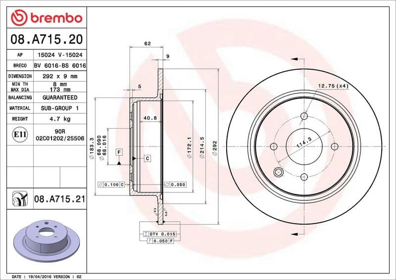 Brake Disc PRIME LINE - UV Coated 08.A715.21 - image 3
