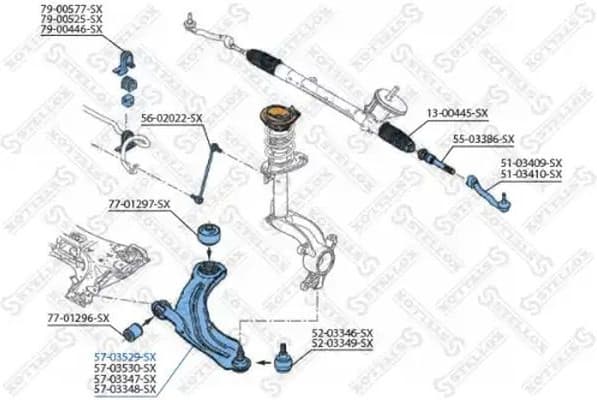 Control/Trailing Arm, wheel suspension 57-03529-SX
