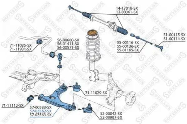 Control/Trailing Arm, wheel suspension 57-03562-SX
