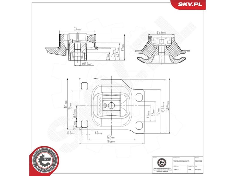 Mounting, manual transmission 75SKV828