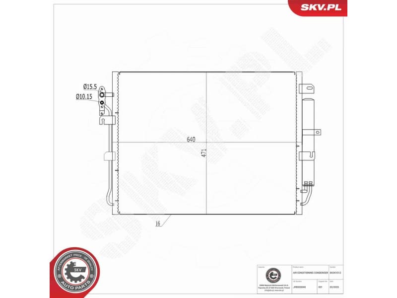 Condenser, air conditioning 86SKV312 - image 7