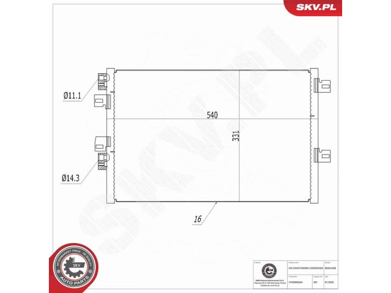 Condenser, air conditioning 86SKV428 - image 7