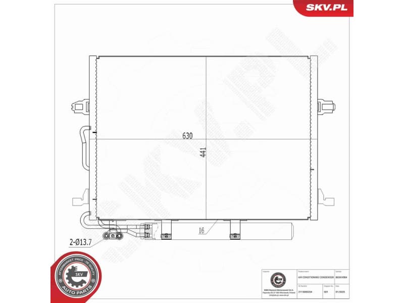 Condenser, air conditioning 86SKV084 - image 7