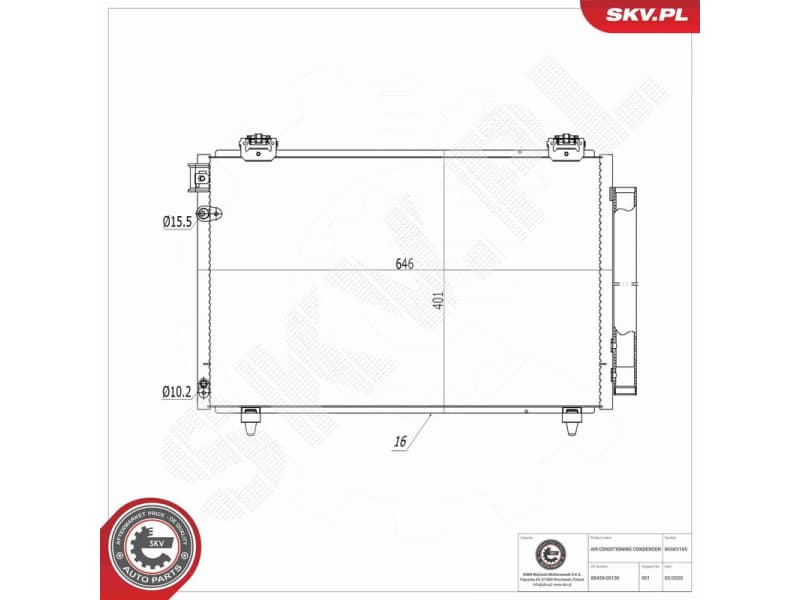 Condenser, air conditioning 86SKV165 - image 8