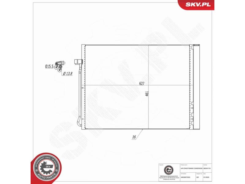 Condenser, air conditioning 86SKV118 - image 7