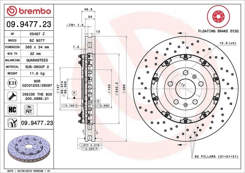 Brake Disc PRIME LINE - Floating 09.9477.23 - image 4