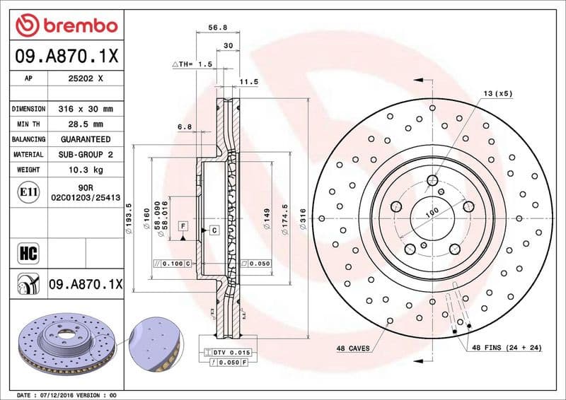 Brake Disc XTRA LINE - Xtra 09.A870.1X - image 3