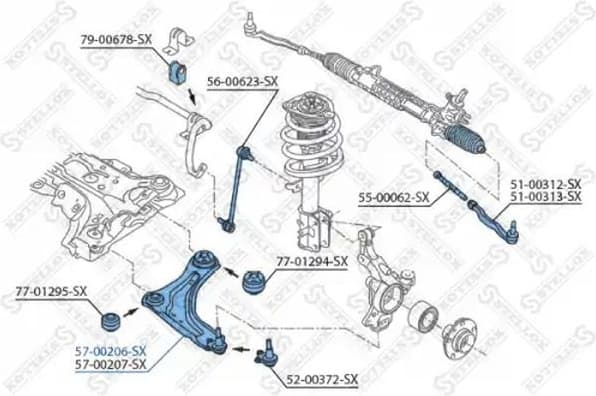 Control/Trailing Arm, wheel suspension 57-00206-SX