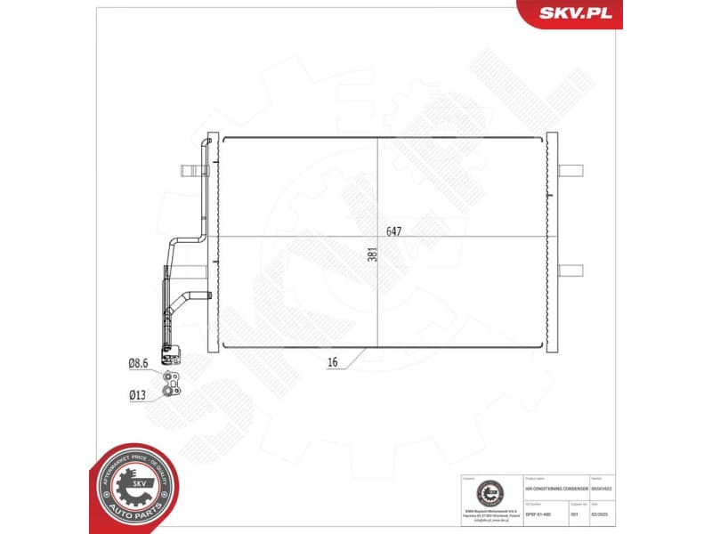 Condenser, air conditioning 86SKV622