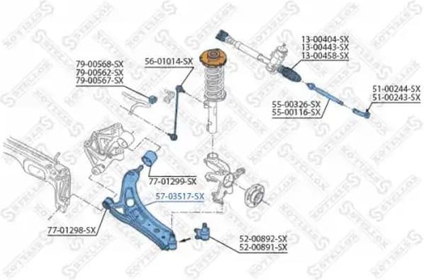 Control/Trailing Arm, wheel suspension 57-03517-SX
