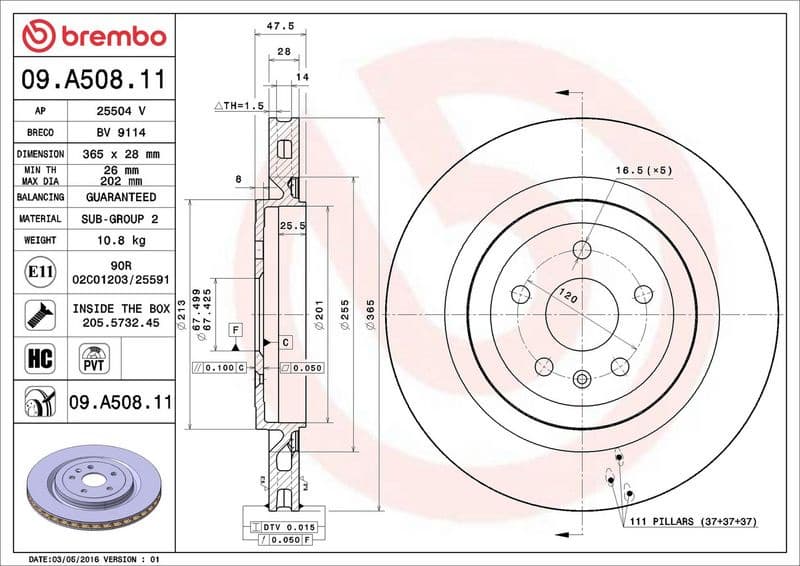 Brake Disc PRIME LINE - UV Coated 09.A508.11 - image 3