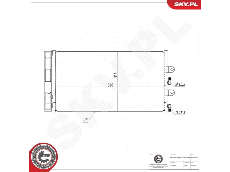 Condenser, air conditioning 86SKV476 - image 3