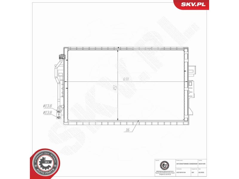 Condenser, air conditioning 86SKV599 - image 2