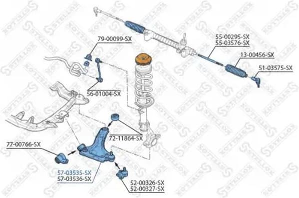Control/Trailing Arm, wheel suspension 57-03535-SX