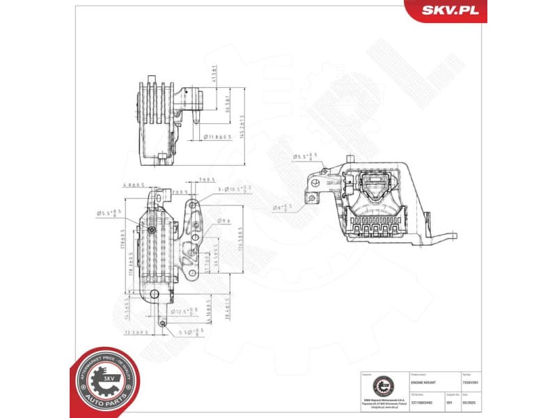 Mounting, engine 75SKV301