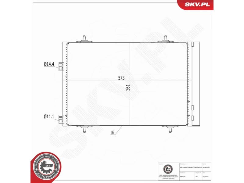 Condenser, air conditioning 86SKV332 - image 6