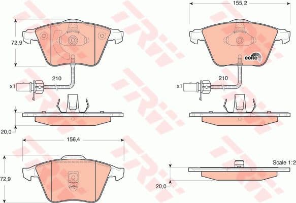 Brake pads front, Top Quality GDB1528