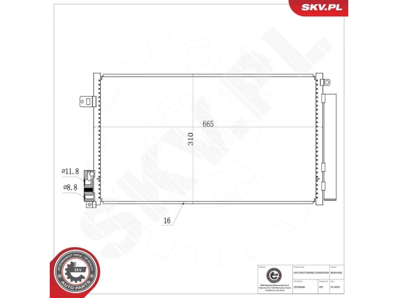 Condenser, air conditioning 86SKV029 - image 6