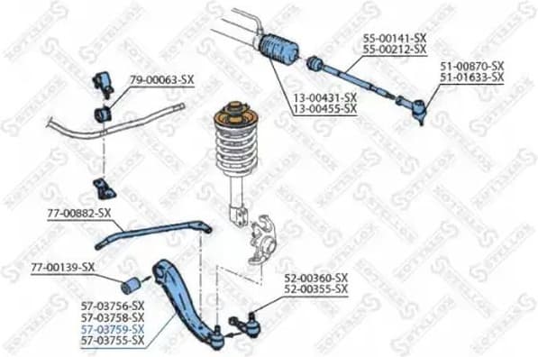 Control/Trailing Arm, wheel suspension 57-03759-SX