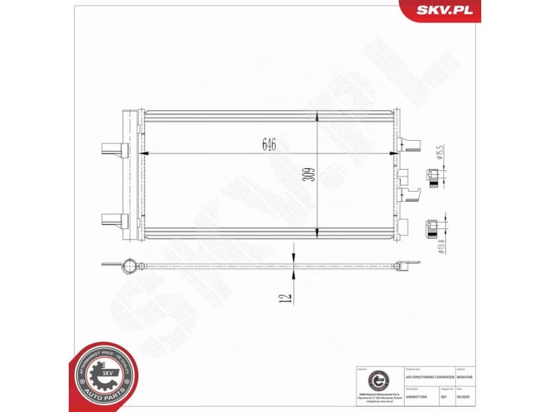 Condenser, air conditioning 86SKV246 - image 7