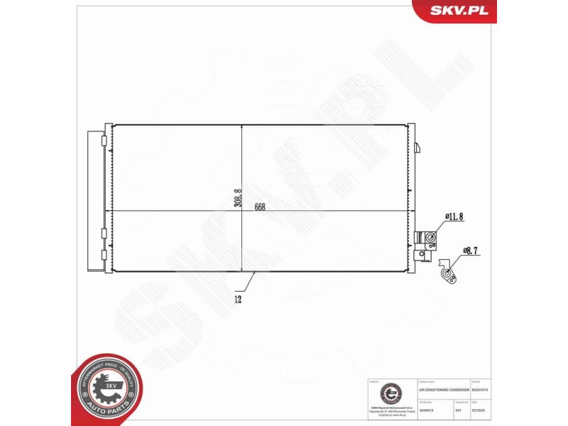 Condenser, air conditioning 86SKV574 - image 6
