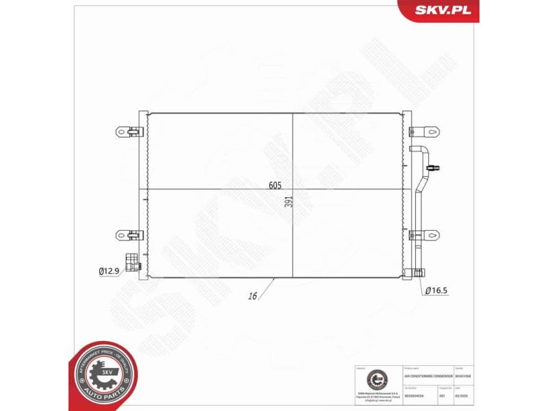 Condenser, air conditioning 86SKV068 - image 6