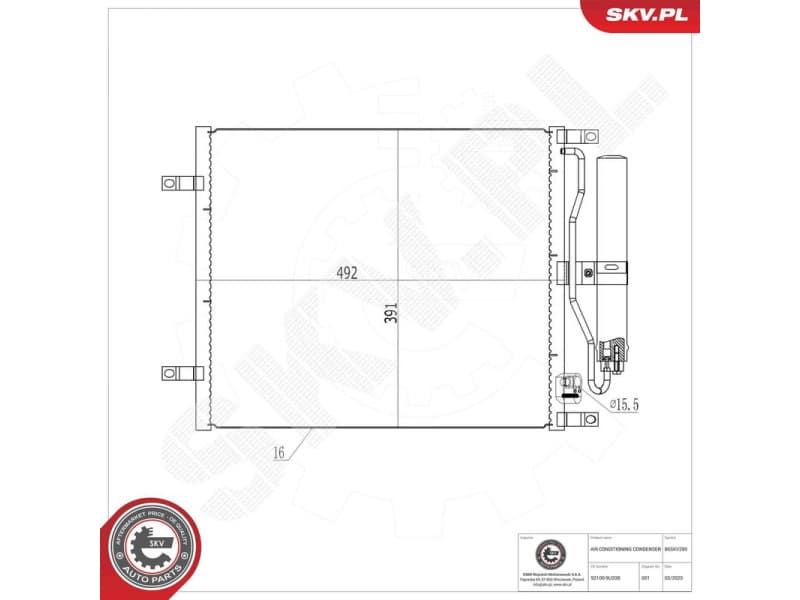 Condenser, air conditioning 86SKV280 - image 6
