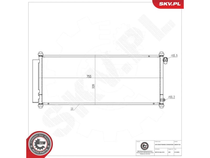 Condenser, air conditioning 86SKV134 - image 6