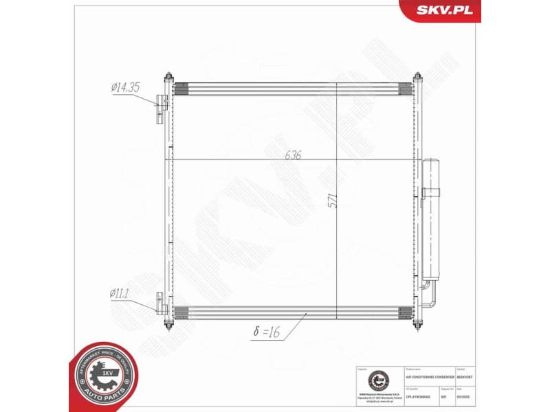 Condenser, air conditioning 86SKV387 - image 8