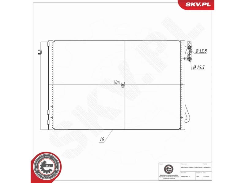 Condenser, air conditioning 86SKV278 - image 7