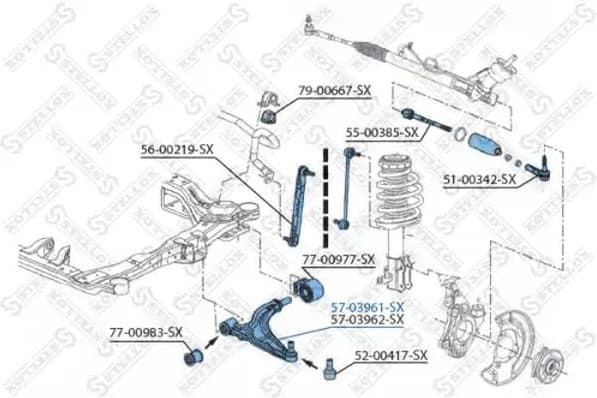 Control/Trailing Arm, wheel suspension 57-03961-SX