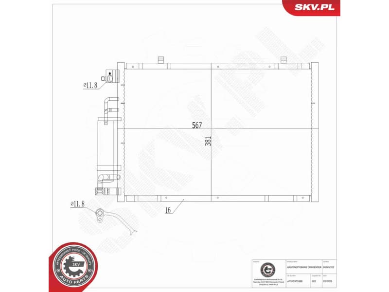 Condenser, air conditioning 86SKV352 - image 8
