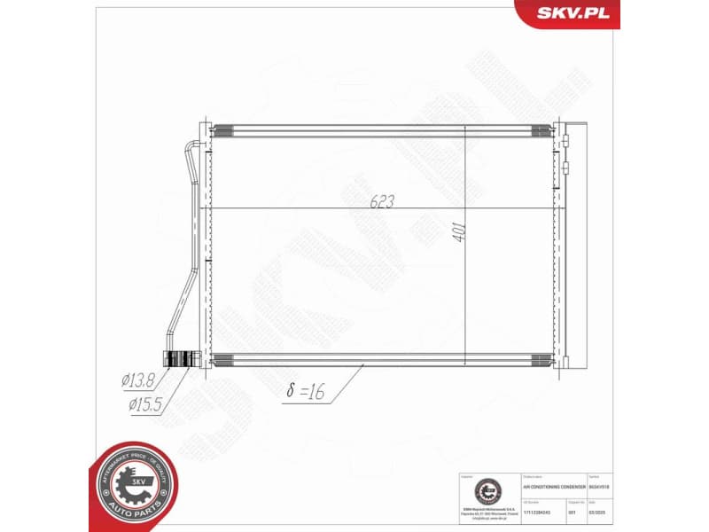 Condenser, air conditioning 86SKV518 - image 7