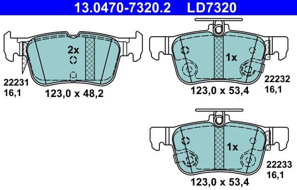 Brake Pad Set, disc brake ATE Ceramic 13.0470-7320.2 - image 2