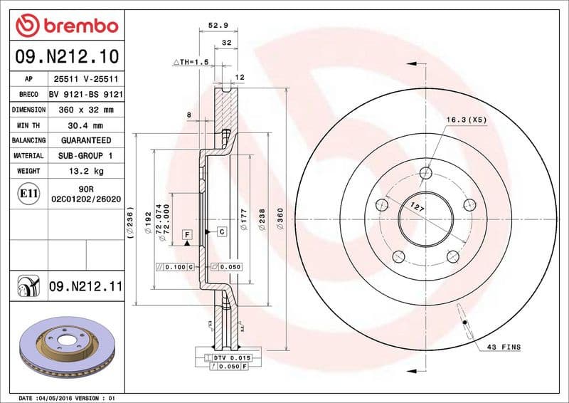 Brake Disc PRIME LINE - UV Coated 09.N212.11 - image 3