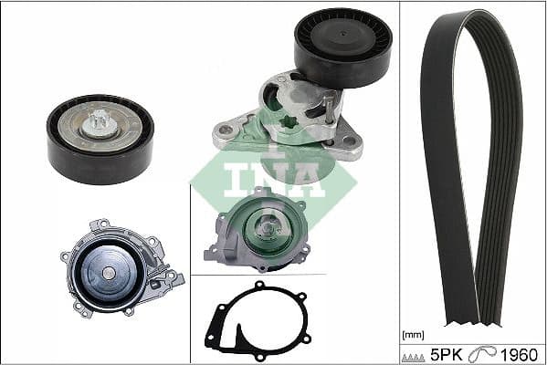 Water Pump + V-ribbed Belt Kit 529048730