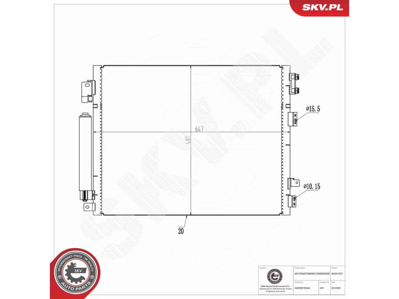 Condenser, air conditioning 86SKV347 - image 8