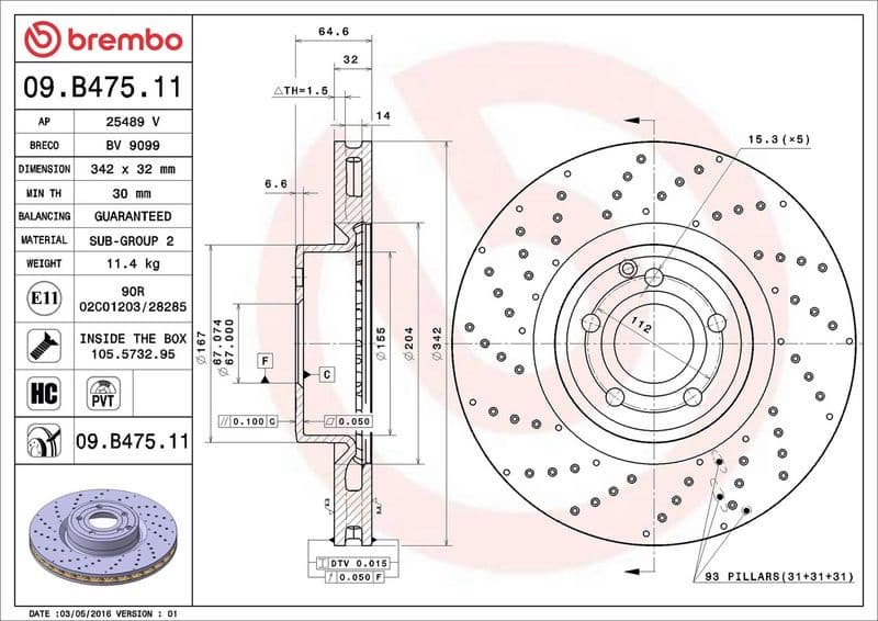 Brake Disc PRIME LINE - UV Coated 09.B475.11 - image 3