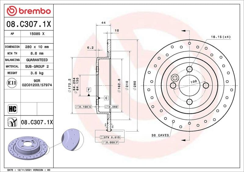 Brake Disc XTRA LINE - Xtra 08.C307.1X - image 2