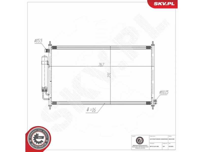 Condenser, air conditioning 86SKV282 - image 8