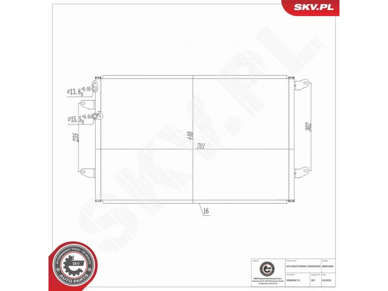 Condenser, air conditioning 86SKV504 - image 7