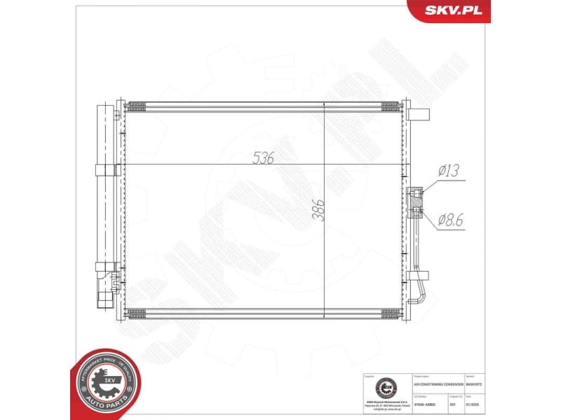 Condenser, air conditioning 86SKV072 - image 6