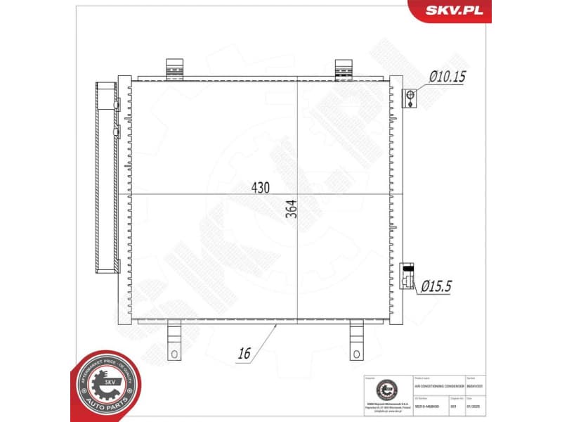 Condenser, air conditioning 86SKV331 - image 6