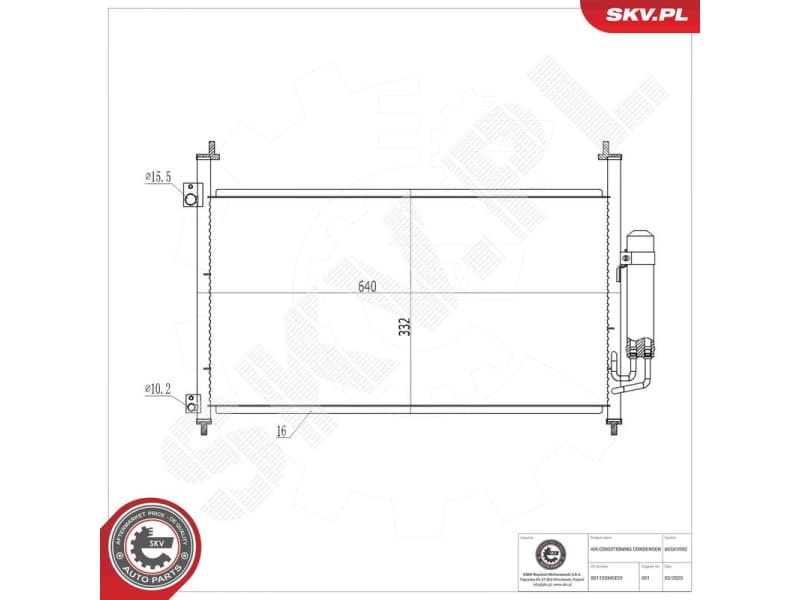 Condenser, air conditioning 86SKV092 - image 6