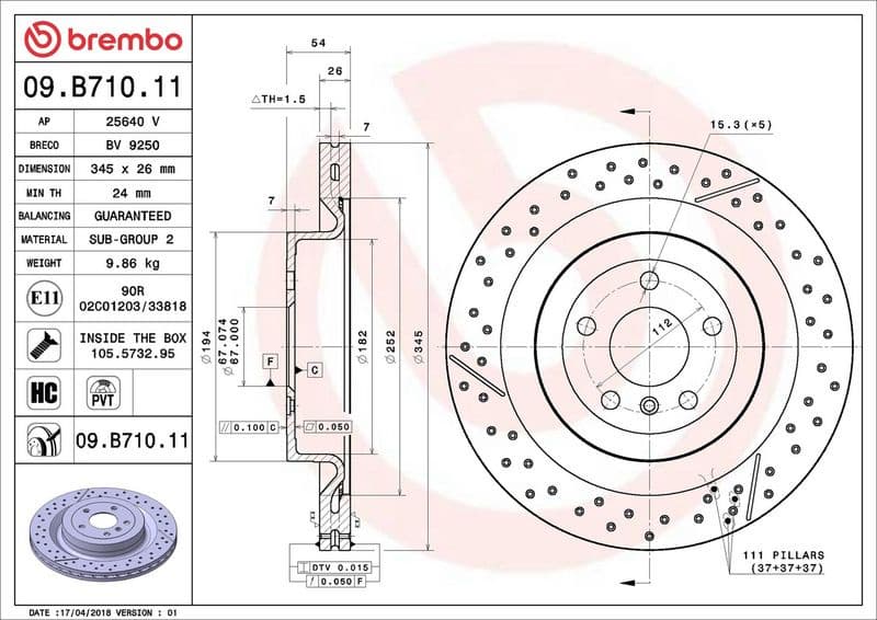 Brake Disc PRIME LINE - UV Coated 09.B710.11 - image 2