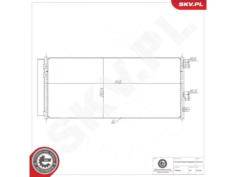 Condenser, air conditioning 86SKV478 - image 7