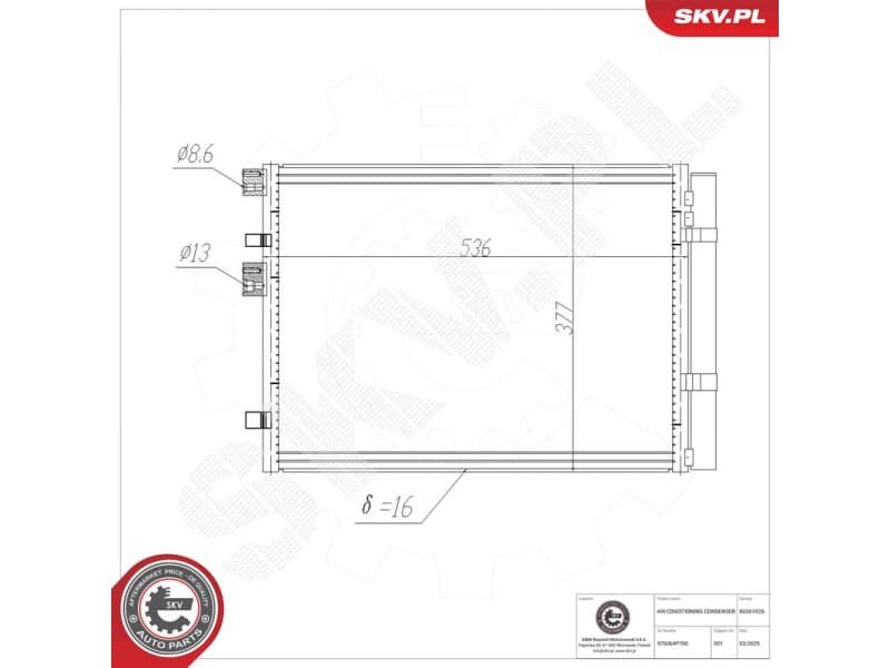 Condenser, air conditioning 86SKV526 - image 5