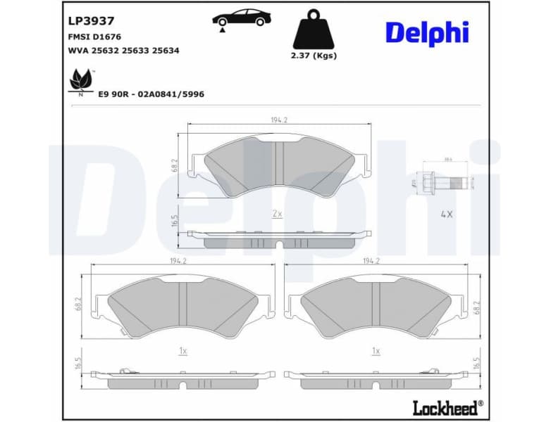 Brake Pad Set, disc brake LP3937