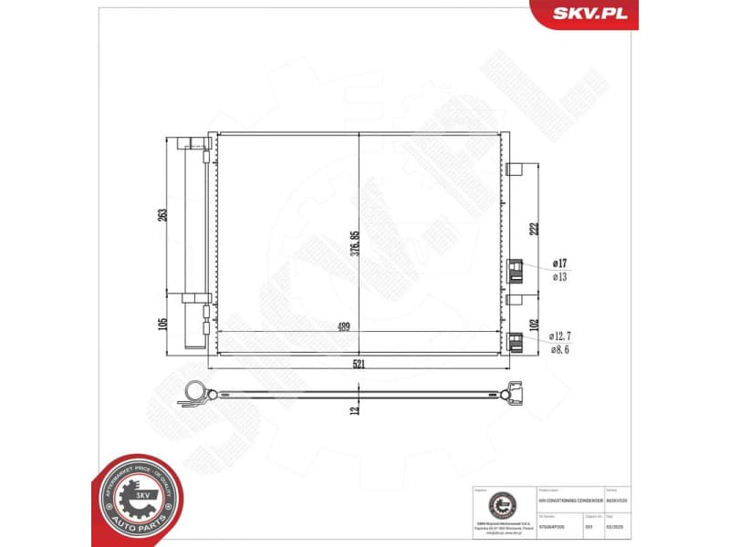 Condenser, air conditioning 86SKV520 - image 7